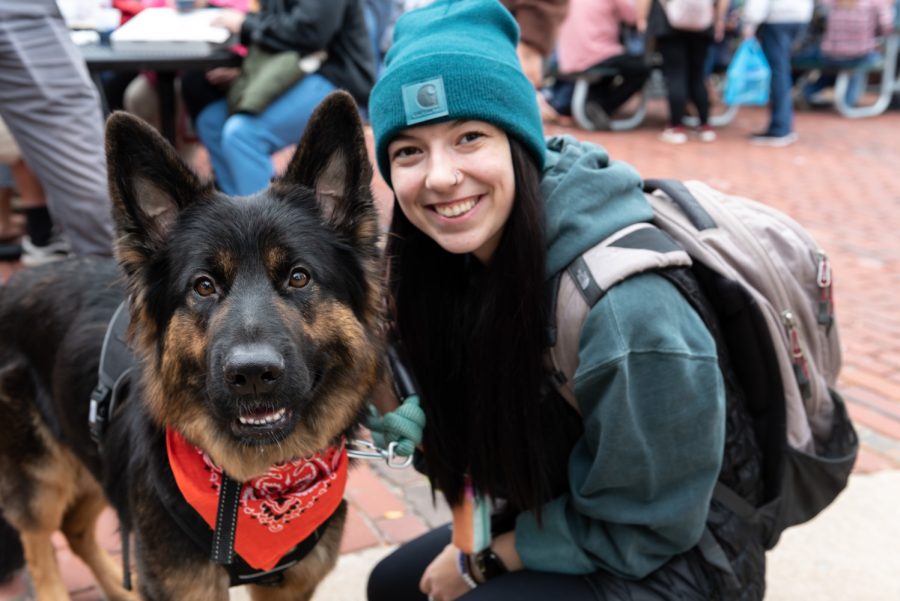 Cali Diederich and her dog Jasmine spend some time together at Oktoberfest.