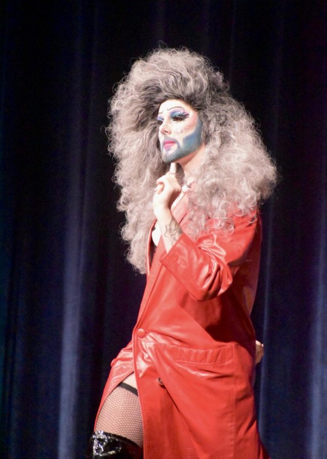 Asstra, Kent State student and drag queen, performs to Sweet Transvestite from The Rocky Horror Picture Show. 