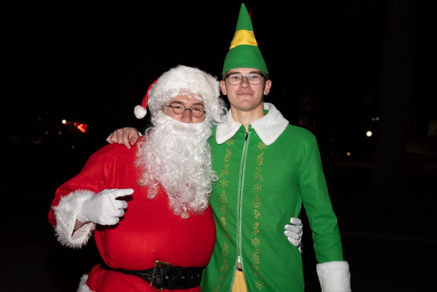 Freshmen Dominic Trusso (left) and Nicholas Carbone (right) dress up as Santa and Buddy from “Elf.” They decided to wear these costumes because Trusso and Carbone enjoy Christmas.