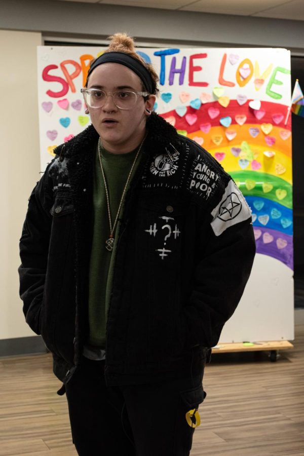 Kent State student Sage Arbogast speaks on her thoughts about gathering in the LGBTQ+ Center in response to the recent tragedy in Colorado Springs, Colorado.