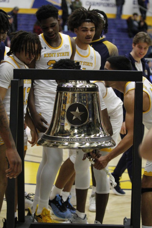The players get to “ring the bell” as a tradition after every home win in Kent State’s 94-68 win over Arkansas-Pine Bluff state on Wednesday afternoon.