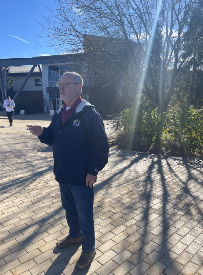 Bob Springer, emeritus advisor in the College of Communication and Information and Kent State Alum, organized a shuttle system to take students to their respective voting location. Students can see vehicles with Vote Cab in the front window and know these people can help them.