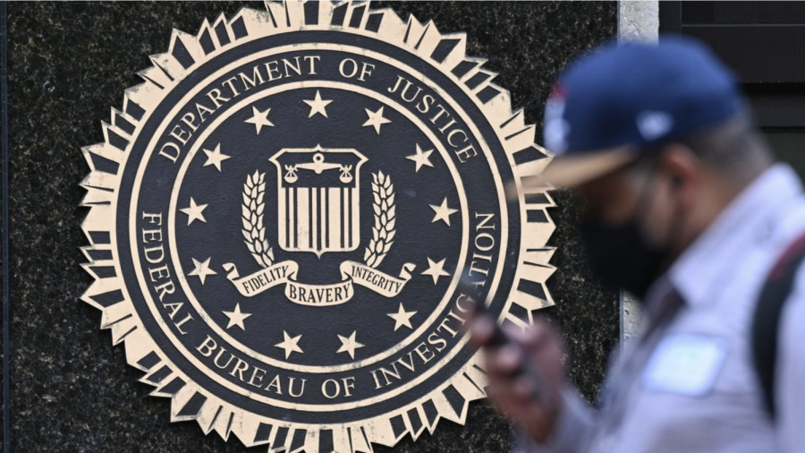 The FBI seal on the J. Edgar Hoover FBI building in Washington appears in this August 15, 2022, file photo. (Mandel Ngan/AFP/Getty Images)