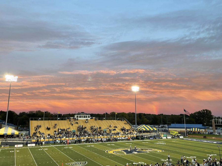 Sunset rainbow during Kent State Homecoming Football game