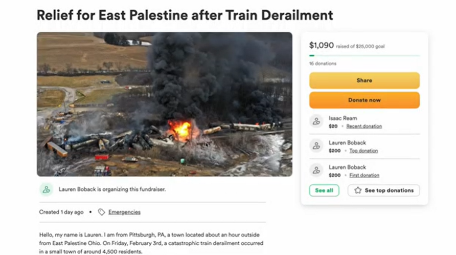 Daughter of East Palestine residents starts GoFundMe for displaced