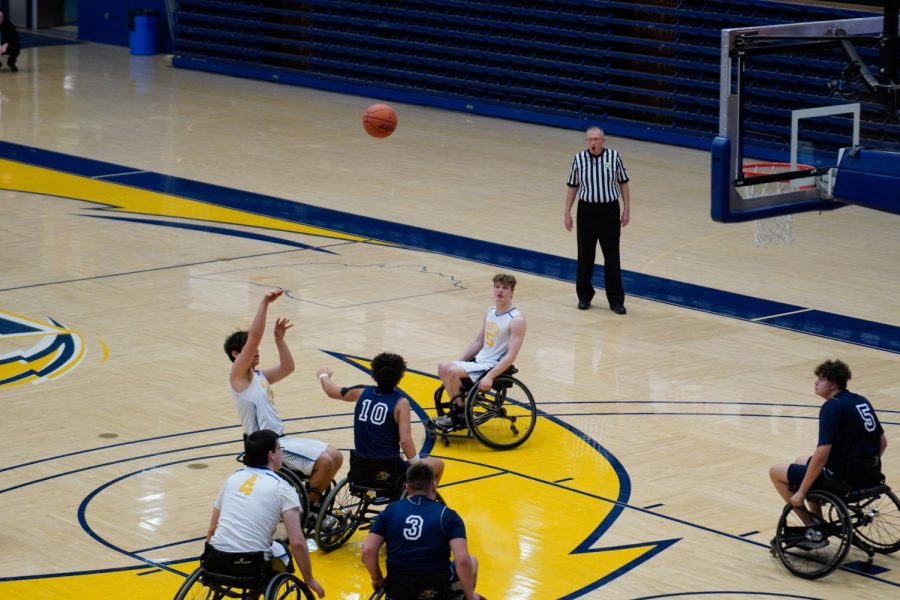 Zack Gerrick of the Wooster Wheelchair Generals shoots from the foul line on Feb. 25, 2023.