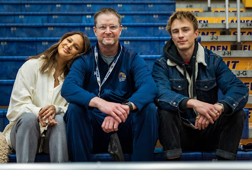 Coach Starkey poses with his son, Drew, and daughter, Brooke, during a basketball practice in Kent States M.A.C. Center. Brooke graduated from Kent State in 2021.