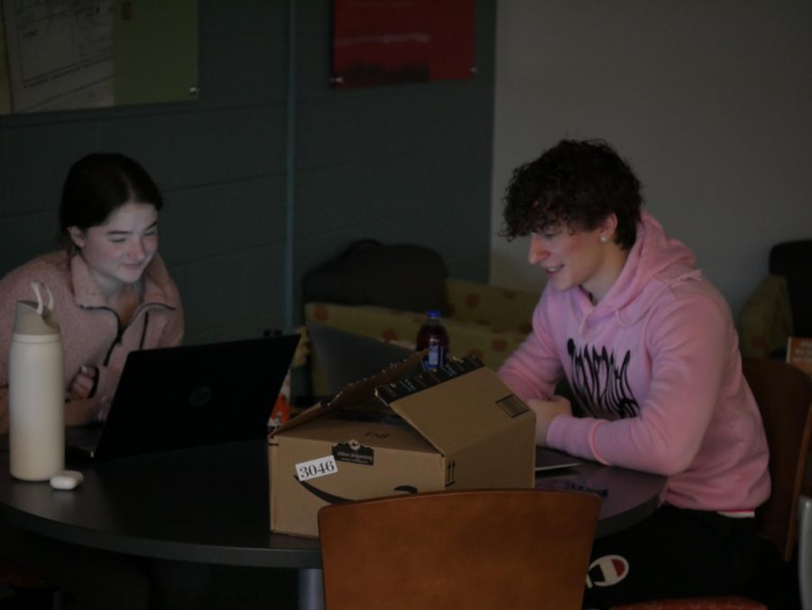 Riley Wasserman (left) and Jacob Florentine (right) studying at the Kent State Library,  located at 1125 Risman Dr, Kent, OH 44242.