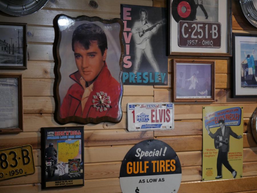 A wall is dedicated to Elvis Presley at Mike’s Place, located at 1700 S. Water St.
