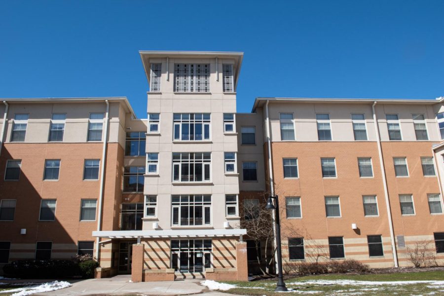 Centennial Court D, a Kent State residence hall located at 1300 Chiarucci Drive, Kent, OH. 