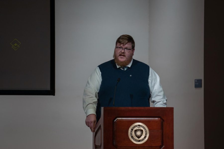 Dennis Campbell, assistant director of events and operations of the Kent State Student Center, opened up the Night of Achievement Awards on March 21, 2023.
