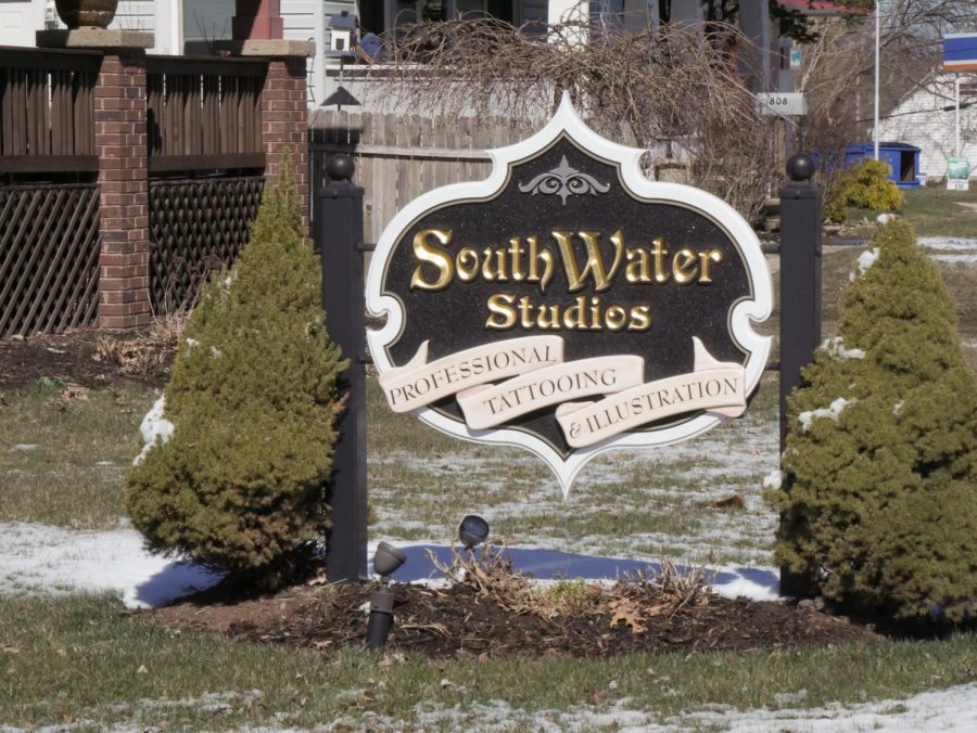The sign outside South Water Studios, located at 850 S Water St.