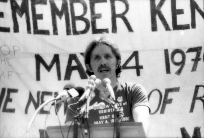 Alan Canfora speaks at an event during the 10th Annual Commemoration of the Kent State Shootings. (Courtesy of Kent State Library Special Collections)