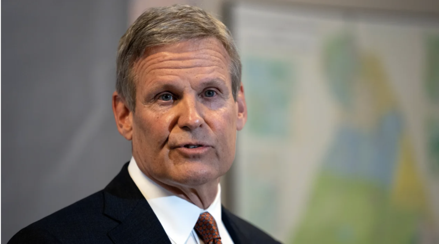 Tennessee Gov. Bill Lee responds to questions during a news conference on April 11, 2023, in Nashville.
George Walker IV/AP