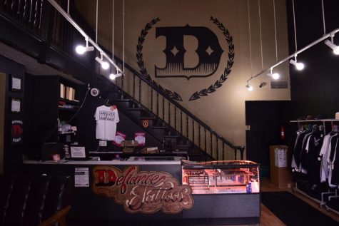 The entrance to Defiance Tattoos, located at 163 E. Main St.