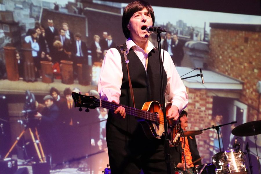 Frank Muratore, from the cover band Hard Day’s Night’s, performs as Paul McCartney at the Kent Stage for the ninth annual Beatle Fest Feb 17, 2023.