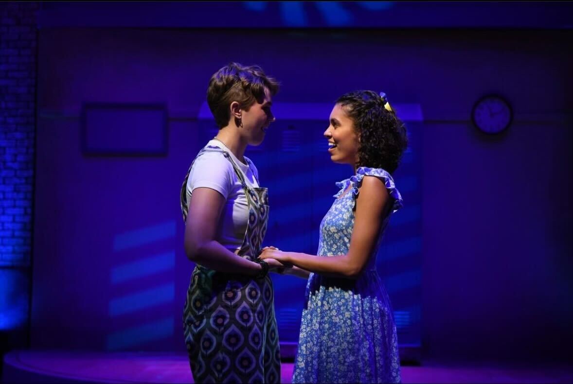 Lane LaVonne (left), who plays Emma Nolan and Jocelyn Trimmer (right), who plays Alyssa Greene in the Porthouse Theatres production of The Prom. (Courtesy of Porthouse Theatre)
