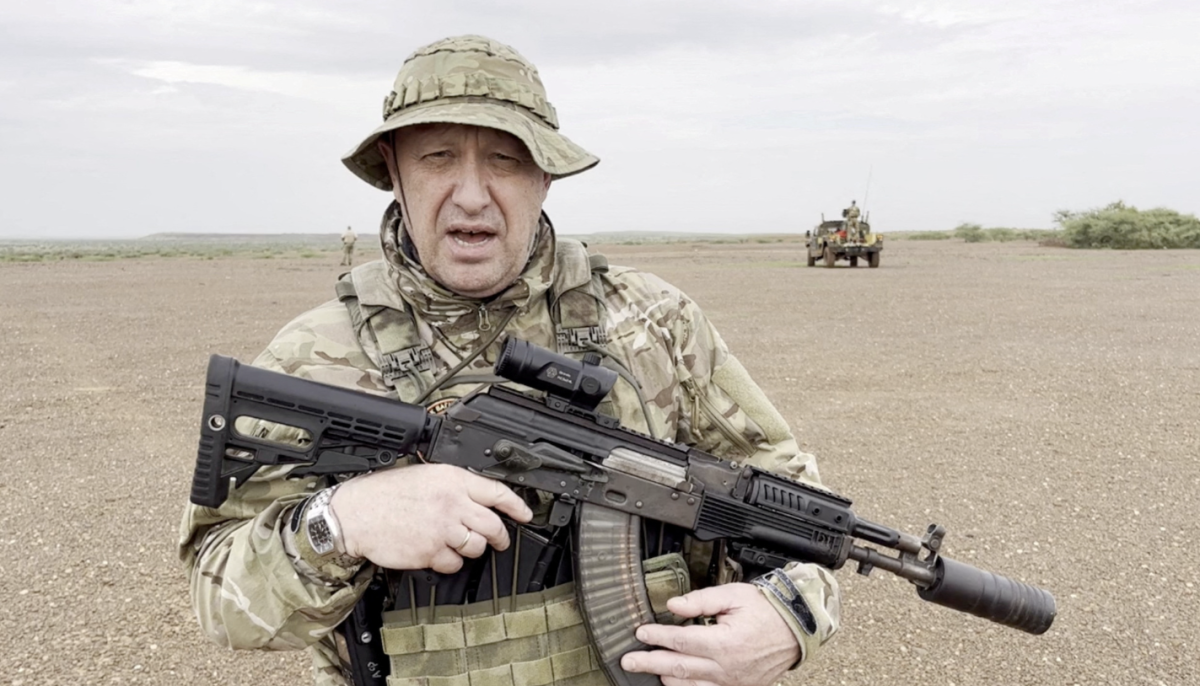 Yevgeny Prigozhin, chief of Russian private mercenary group Wagner, gives an address at an unknown location, in this still image taken from video possibly shot in Africa, on Monday. (PMC Wagner/Reuters)