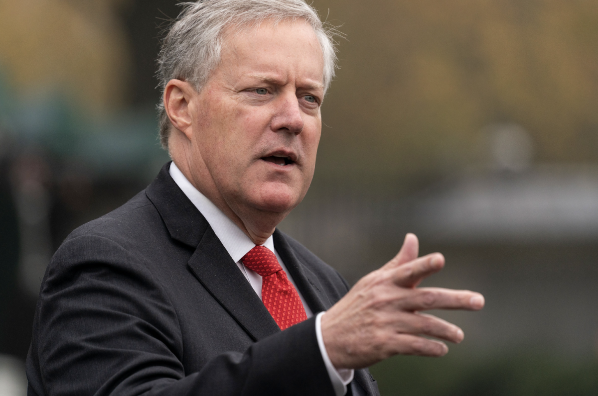 In this October 2020 photo, then-White House chief of staff Mark Meadows speaks with reporters at the White House. Alex Brandon/AP