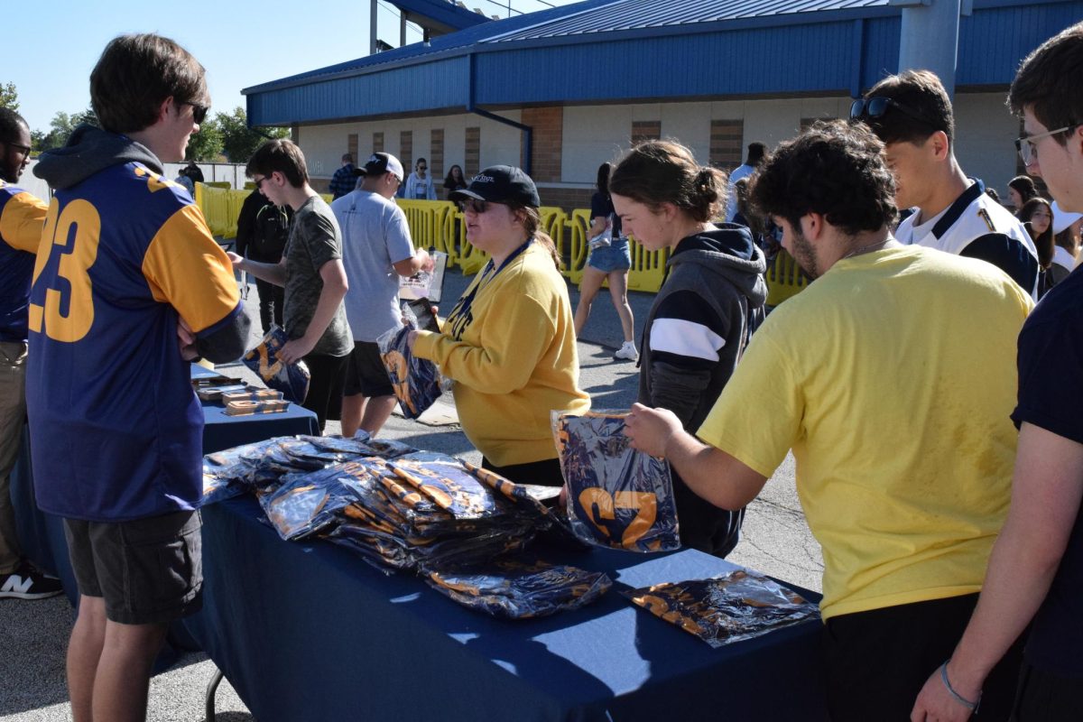Kent State students enter Dix Stadium as doors open to get free 2023 jerseys on Sept. 16, 2023. 