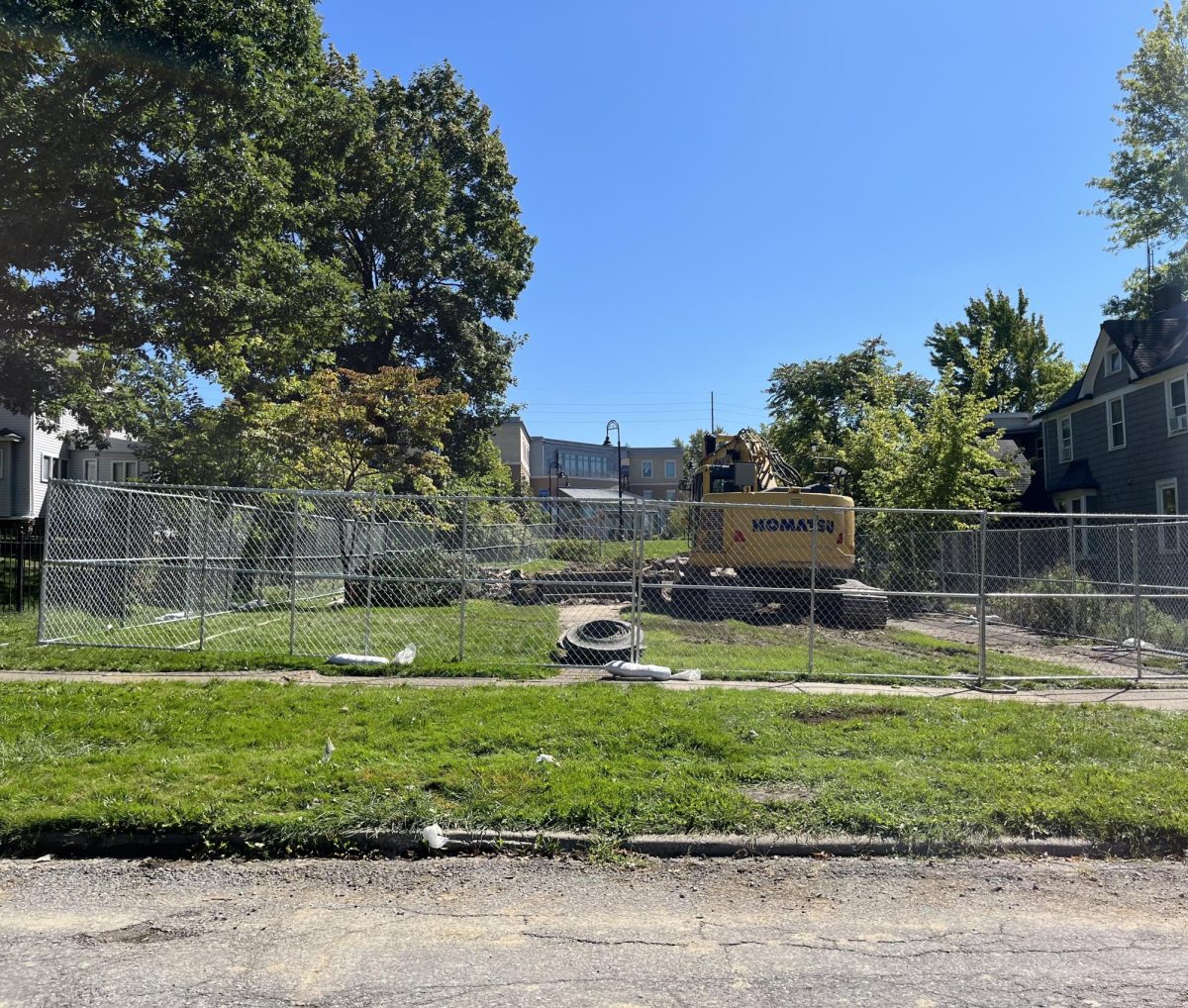 A duplex with addresses 428 and 430 E. College Ave. is demolished as of Sept. 1, 2023. In 2011, the Kent State Board of Trustees authorized the purchase of the duplex for $230,000.