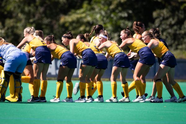 Kent State womens field hockey team gets ready for their game against Michigan state on Sept. 1, 2023. 