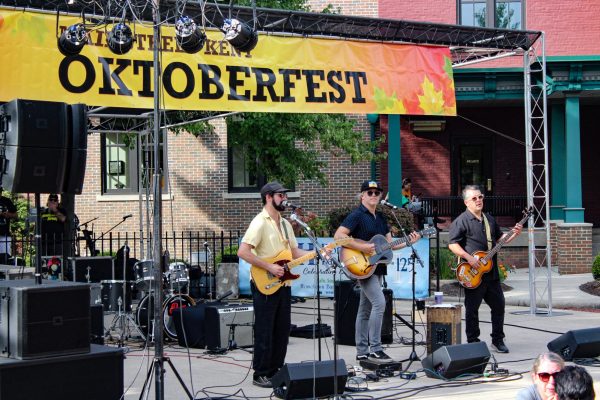Band members of the Brent Kirby Trio play at the Main Street Kent Oktoberfest on Sept. 23, 2023. 
