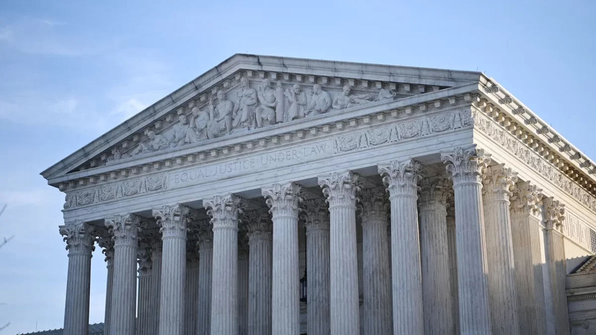 The US Supreme Court is seen in Washington, DC on February 8, 2022.
