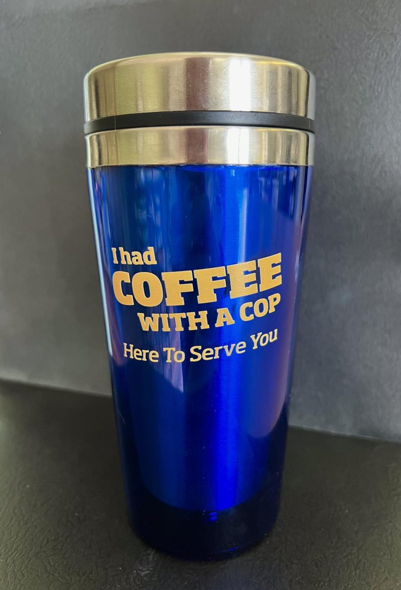 Coffee mugs given out to students at Wednesdays Coffee with a Cop event. 