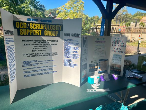 Informative signs about OCD and related subjects were on display at the Akron Zoo for the third annual One Million Steps for OCD Walk on Oct. 1, 2023.