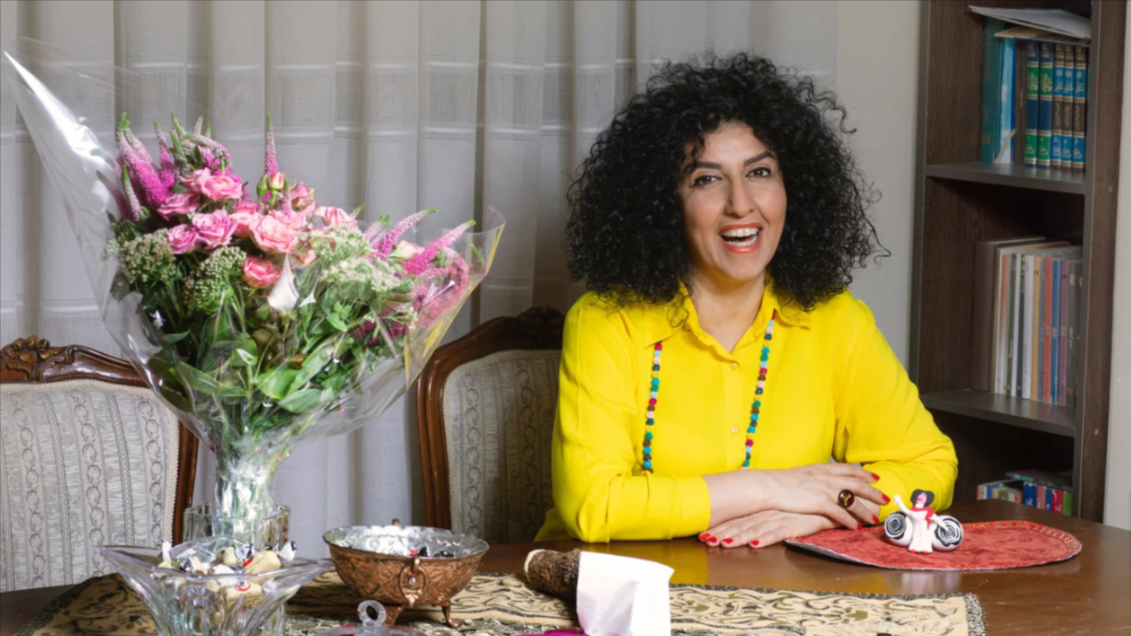 Narges Mohammadi during her medical furlough from prison in 2021 in Tehran.
