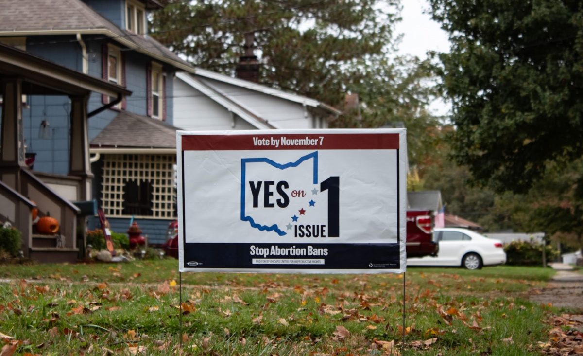 A yard sign in support of voting yes on Issue 1 in this Novembers Election. 