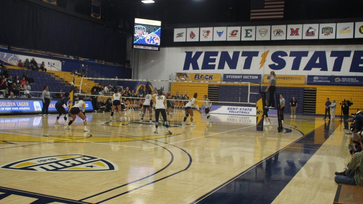 The Kent volleyball team plays hard during there match against OU on Nov. 15, 2023.