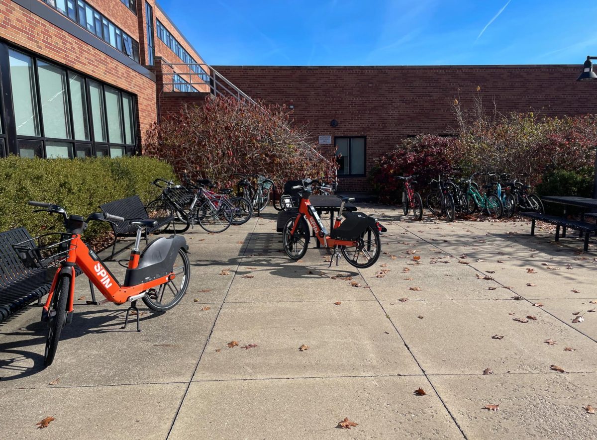 Bikes outside of Olson Hall on the morning of November 3, 2023.