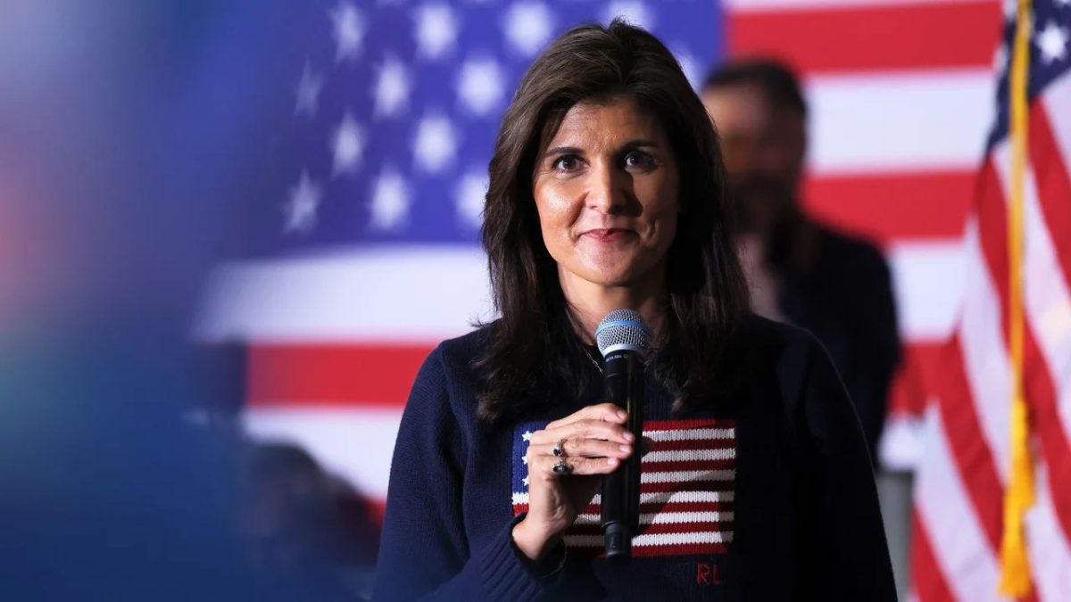 Republican+presidential+candidate+Nikki+Haley+takes+a+question+from+an+audience+member+during+a+town+hall+at+Rochester+American+Legion+Post+%237+on+October+12+in+Rochester%2C+New+Hampshire.+%28Michael+M.+Santiago%2FGetty+Images%2FFile%29