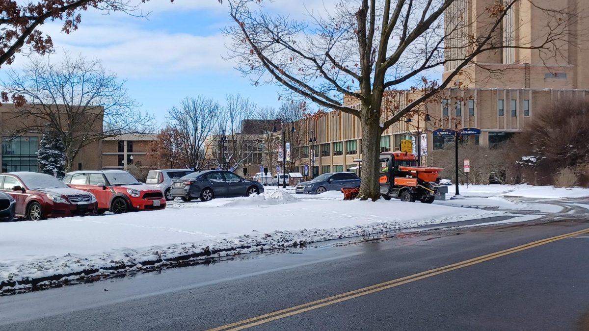 Kent State facilities workers plow snow on Jan. 21, 2024.