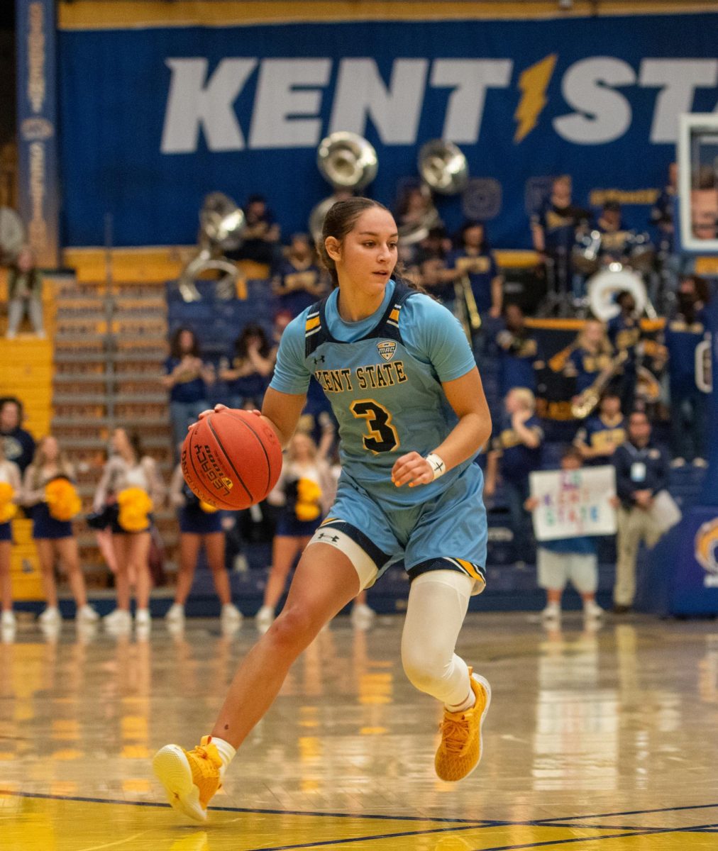 Corynne Hauser (3) in action in the Kent State womens basketball game against Eastern Michigan University on Jan. 24, 2024.