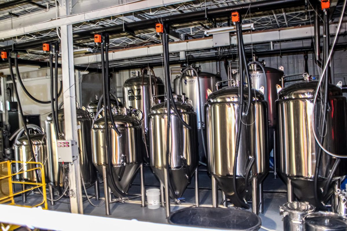Brewing machines in the back of the building only available for employees at  Bell Tower Brewing Co on March 25, 2024. 