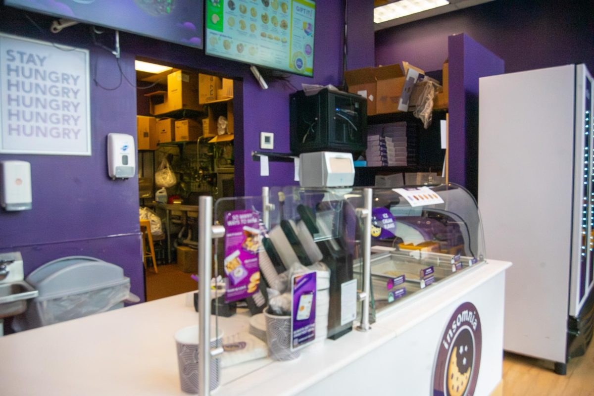 The front counter of Insomnia Cookies is located on 295 S. Water St Kent, Ohio. 