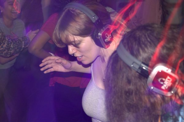Junior archeology student Abbigail Swiney dances at the FAB Silent Disco event on March 2, 2024. The event was held from 6 to 8 pm in room 2018 of the Student Center.
