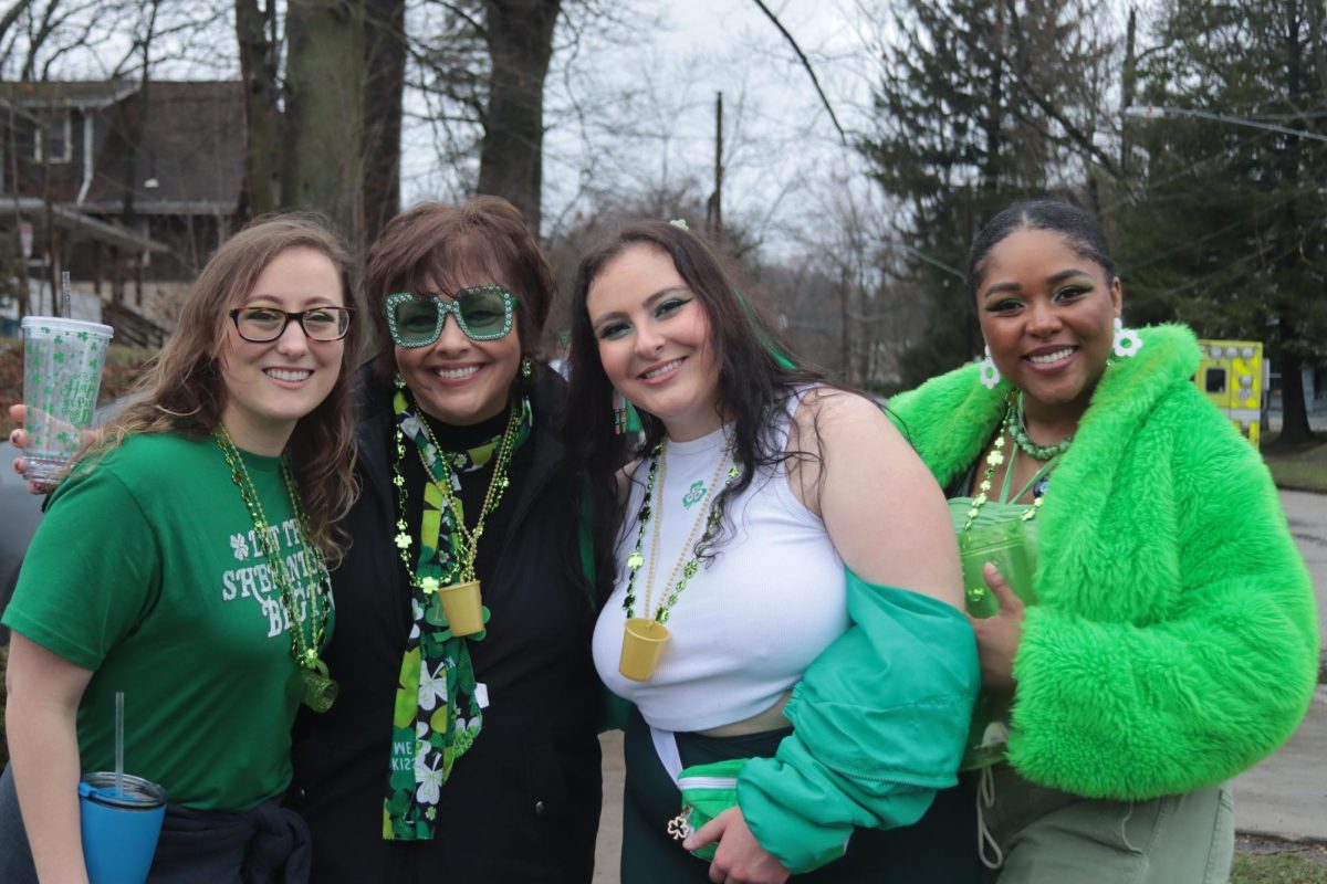 Mother Maria Stewart(61) with her daughter Emily Stewart (middle) celebrate Fake Paddys Day 2024 for the 3rd year as a duo. Left: their friend Megan Kopp Right: their friend, Aliyahlee 