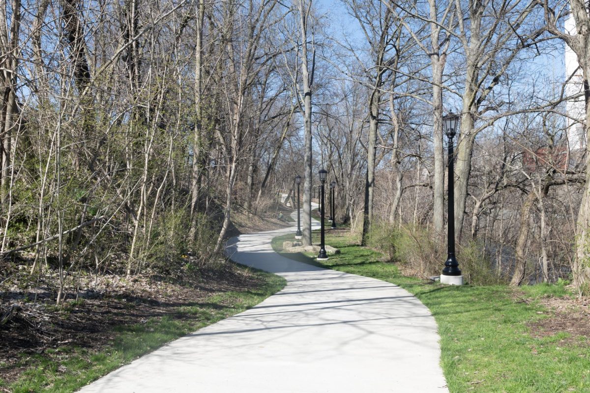 Just north of the Main Street Stone Bridge, the view showcases the potential of beauty up the not-yet-sprung Bradys Leap Riverwalk Park, recently renovated to be part of the Portage Hike & Bike Trail. Photo taken on March 28, 2024.