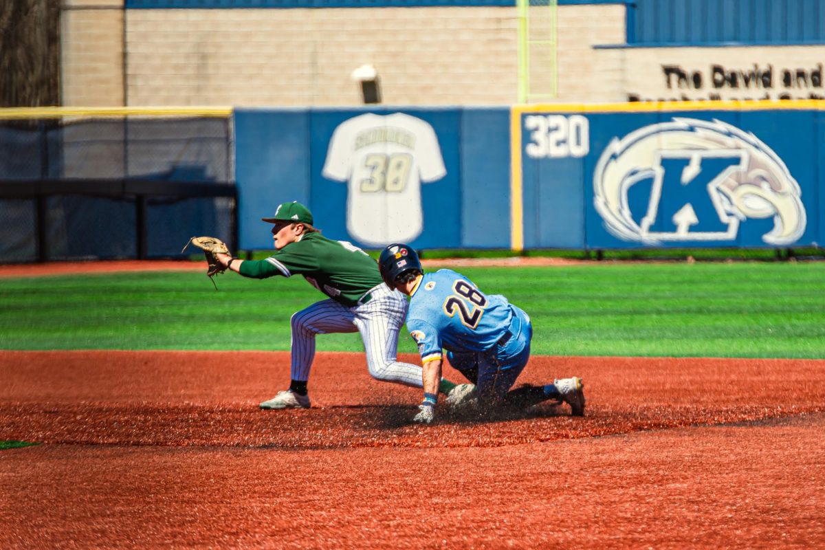 Freshman Bo Shinkle safely slides into second base for a steal on April 7, 2024.