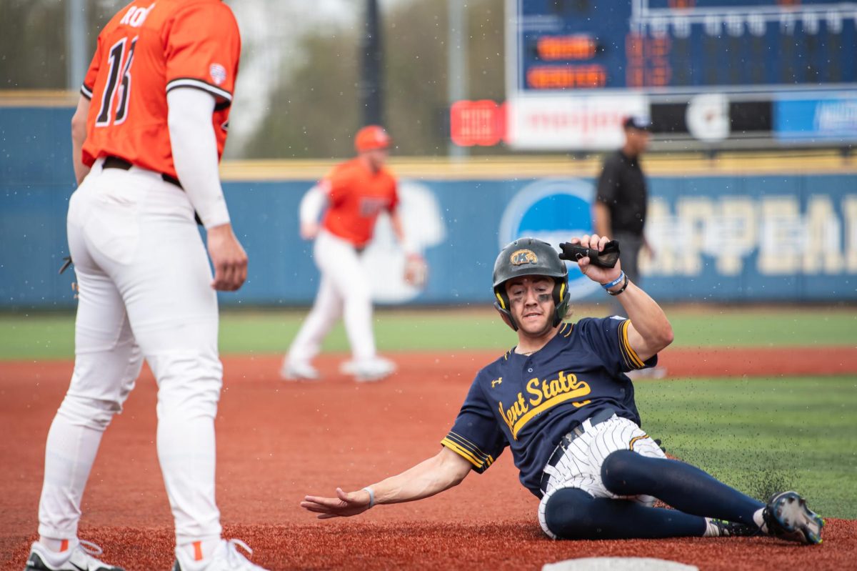 Redshirt freshman Ripken Reese slides into third base at the bottom of the third inning during the game against Bowling Green on April 28, 2024. 