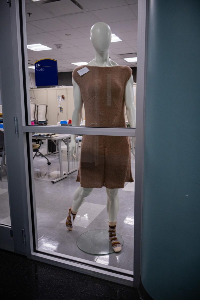 Garment created by Amina Bernardi, senior fashion design BFA, is on display at a studio at Rockwell on April 18, 2024.