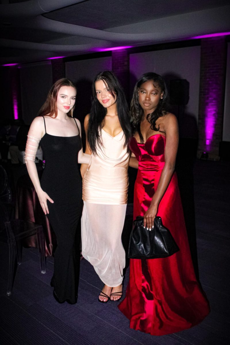 Monya Beandt, Annamarrie Scheidemantel, and Zharia Elizabeth attends the reception for the 2024 Kent State Annual fashion show after walking in the show April 27, 2024.
