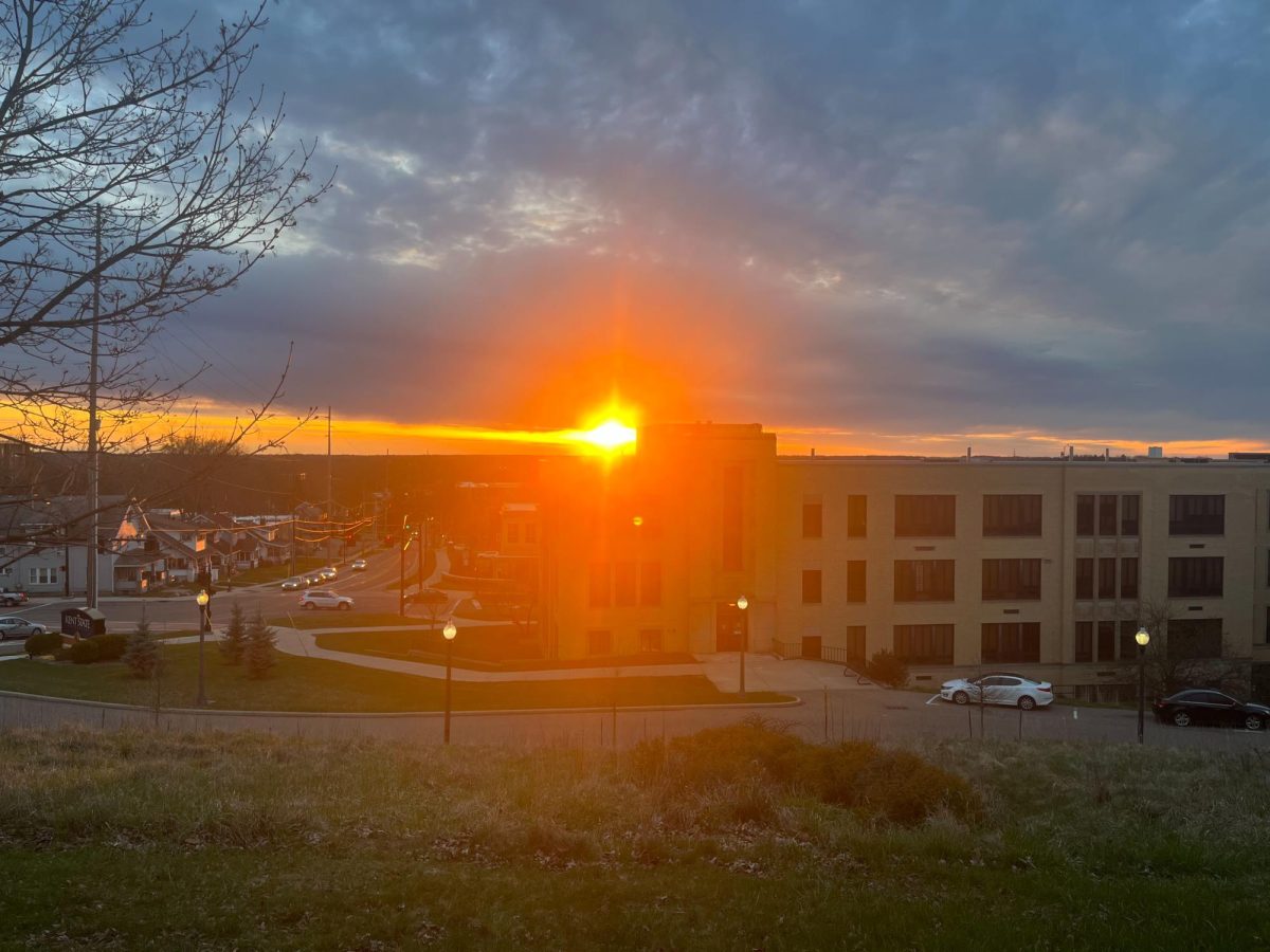 The sun sets across campus on April 7, 2024.
