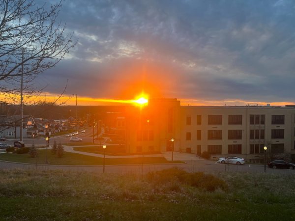 The sun sets across campus on April 7, 2024.