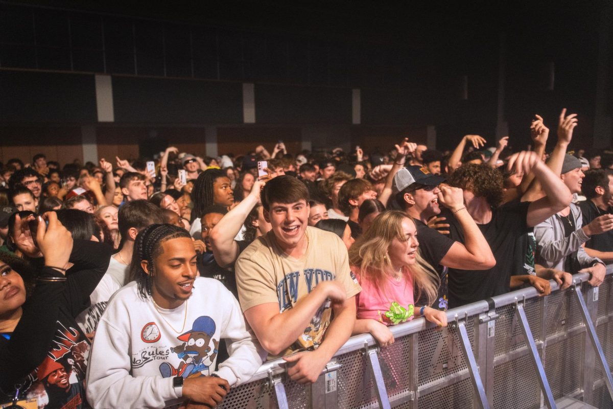 The crowd at the Key Glock concert dances to the performance on April 11, 2024.