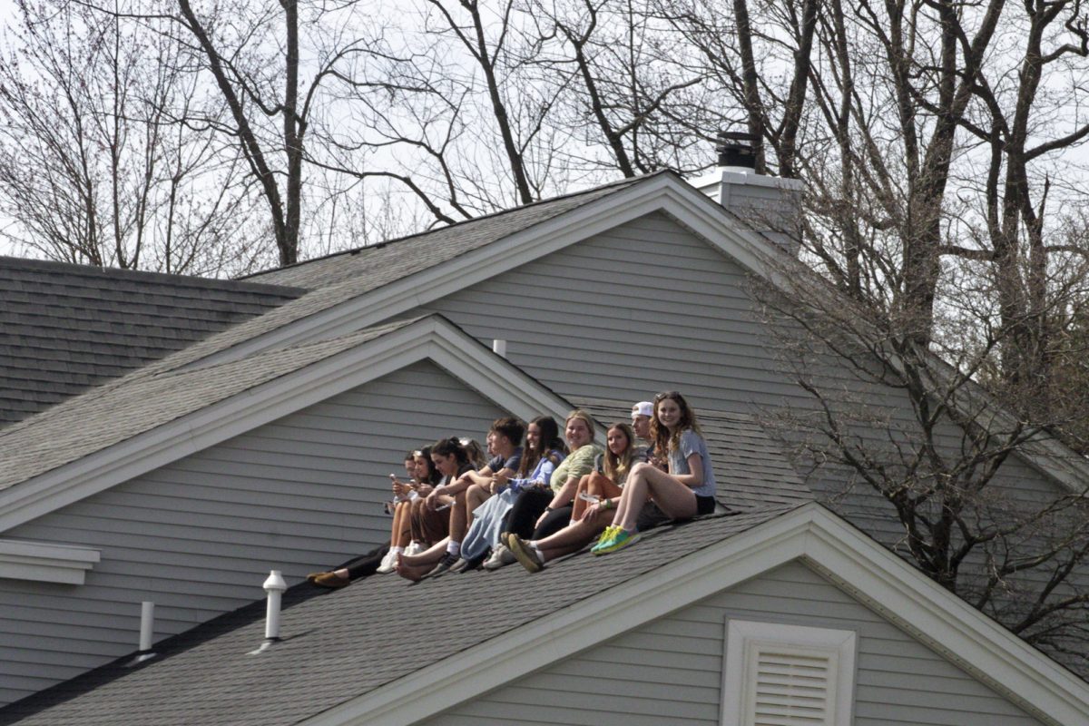 Kent State sorority members prepare to watch the 2024 solar eclipse from the roof of there sorority house on April 8, 2024. 
